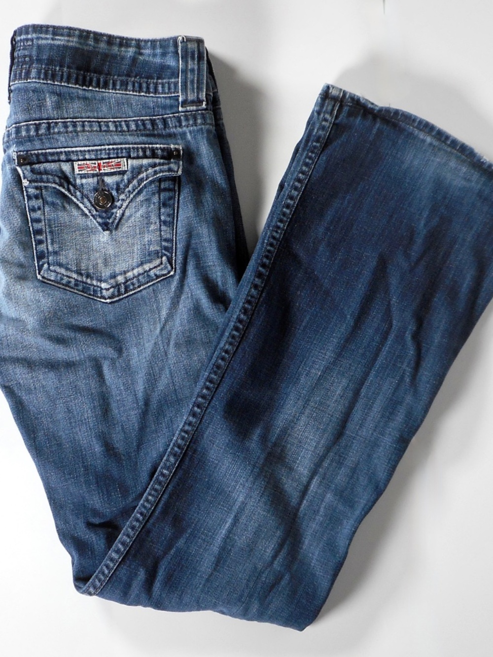 Y2K Hudson 28 Denim Jean W170DHK Bootcut Low-Rise USA Flap Pocket 28x31.5 HEMMED - Picture 11 of 12